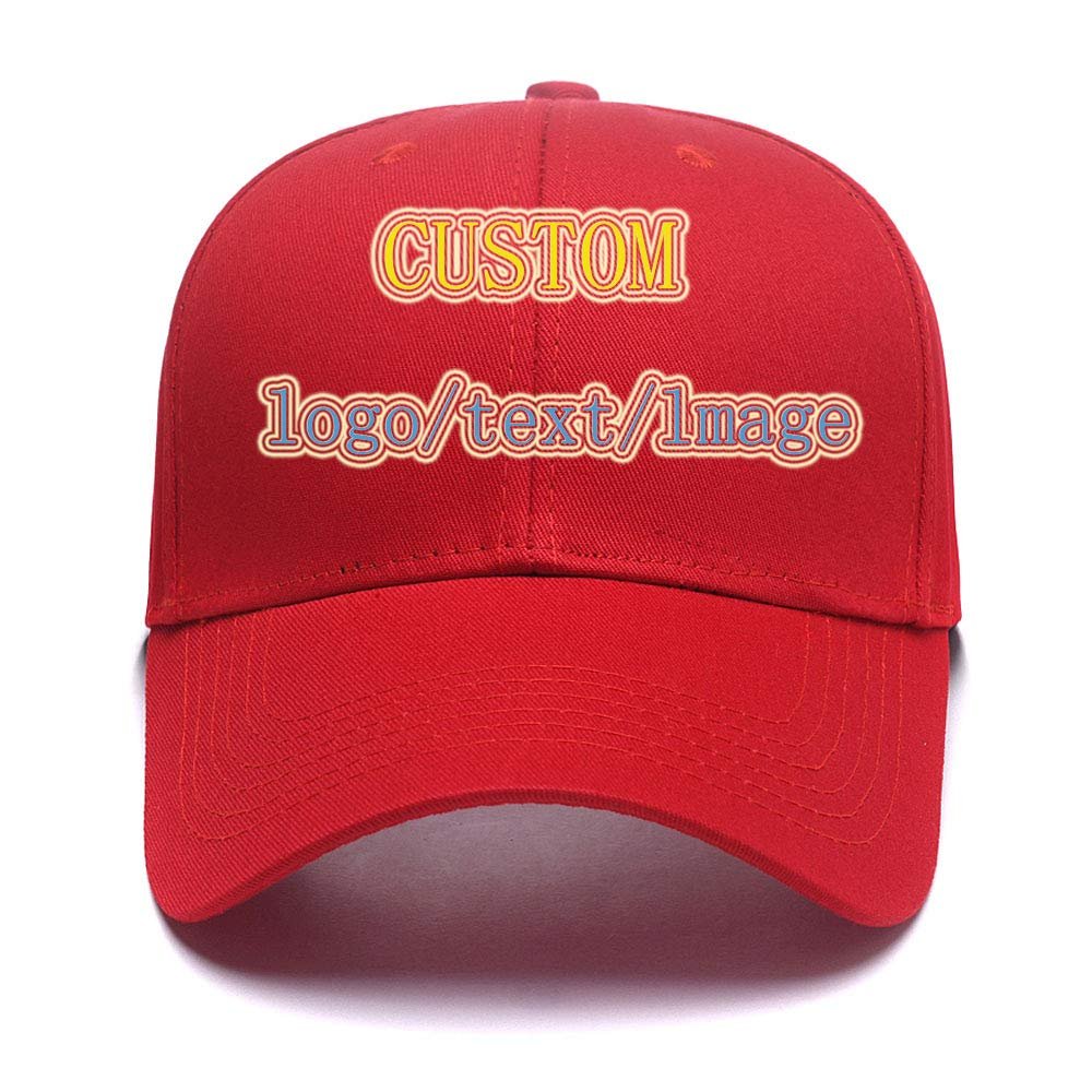 Baseball Cap Custom Personalized Text Dad Hats for Men & Women Trucker Adjustable Snapback Baseball Hat Red