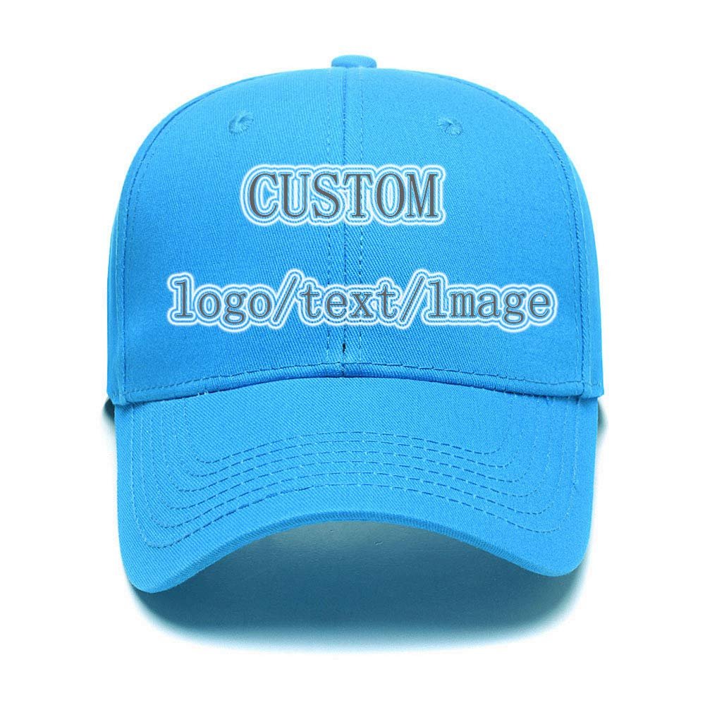 Baseball Cap Custom Personalized Text Dad Hats for Men & Women Trucker Adjustable Snapback Baseball Hat Ice Blue