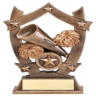 Express Medals 6.25 Inch Sport Star Cheerleader Trophy Award with Engraved Personalized Plate 5-Pack
