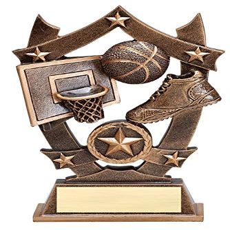 Express Medals 625 Inch Sport Star Basketball Trophy Award with Engraved Personalized Plate - (Pack of 5)