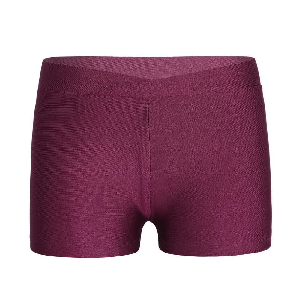 YiZYiF Kids Girls' Classics Boy Cut Soft Low Rise Gym Dance Sport Shorts Activewear Short V-Front Polyester Burgundy 6