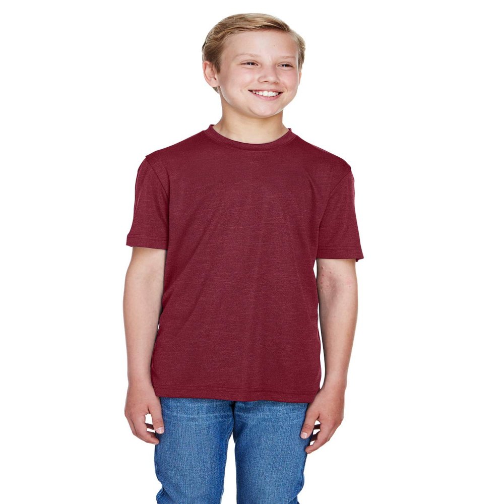 Team 365 Youth Sonic Heather Performance T-Shirt S SP MAROON HTHR