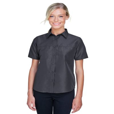 Harriton Ladies' Key West Short-Sleeve Performance Staff Shirt L DARK CHARCOAL