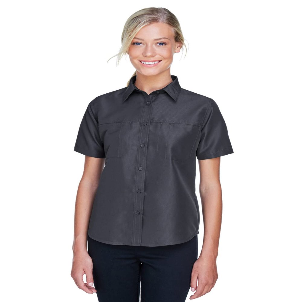 Harriton Ladies' Key West Short-Sleeve Performance Staff Shirt L DARK CHARCOAL