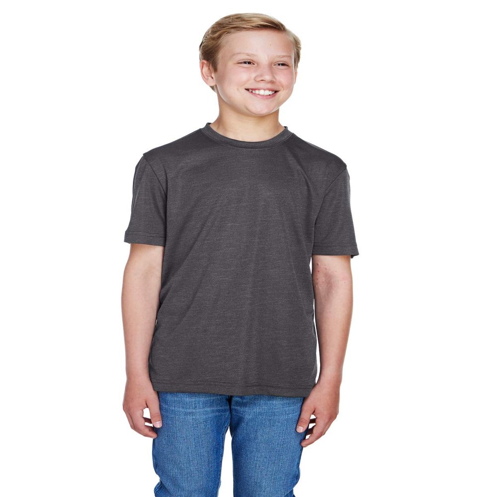 Team 365 Youth Sonic Heather Performance T-Shirt XL DK GREY HEATHER