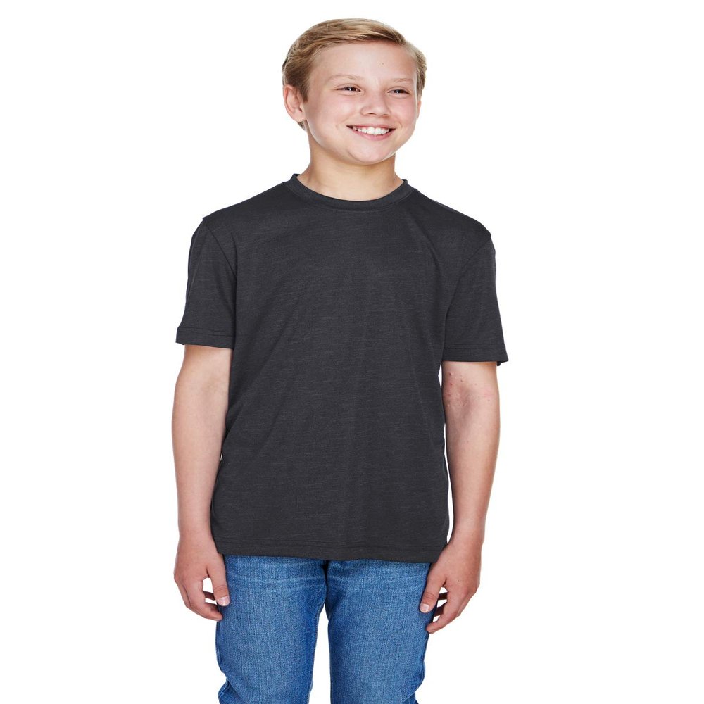 Team 365 Youth Sonic Heather Performance T-Shirt XL BLACK HEATHER