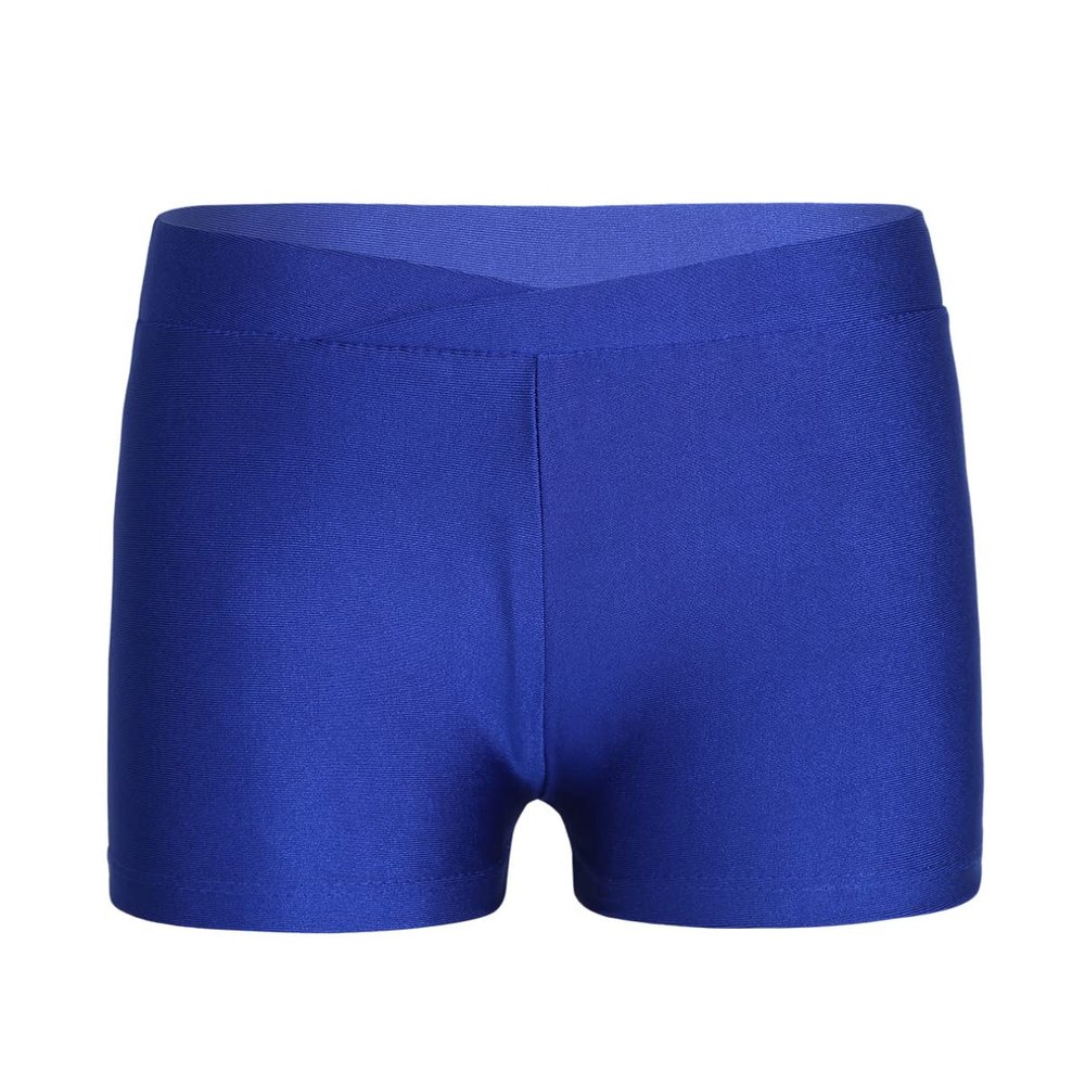 YiZYiF Kids Girls' Classics Boy Cut Soft Low Rise Gym Dance Sport Shorts Activewear Short V-Front Polyester Blue 6