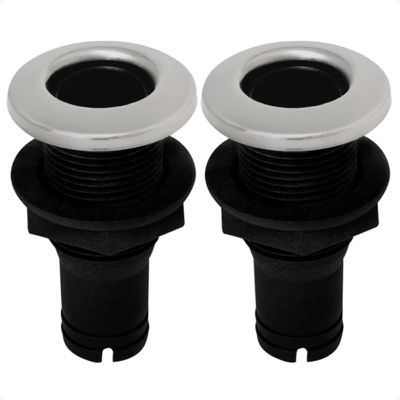 Five Oceans Thru Hull Fittings for Boats - 1 Inch Hose, Black Thru Hull Fitting with Stainless Steel Head, UV Resistant Nylon Through Hull Fitting for Scupper, Bilge, Sink Drain - 2-Pack - FO2996-M2