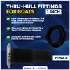 Five Oceans Thru Hull Fittings for Boats - 1 Inch Hose, Black Thru Hull Fitting with Stainless Steel Head, UV Resistant Nylon Through Hull Fitting for Scupper, Bilge, Sink Drain - 2-Pack - FO2996-M2 view 2