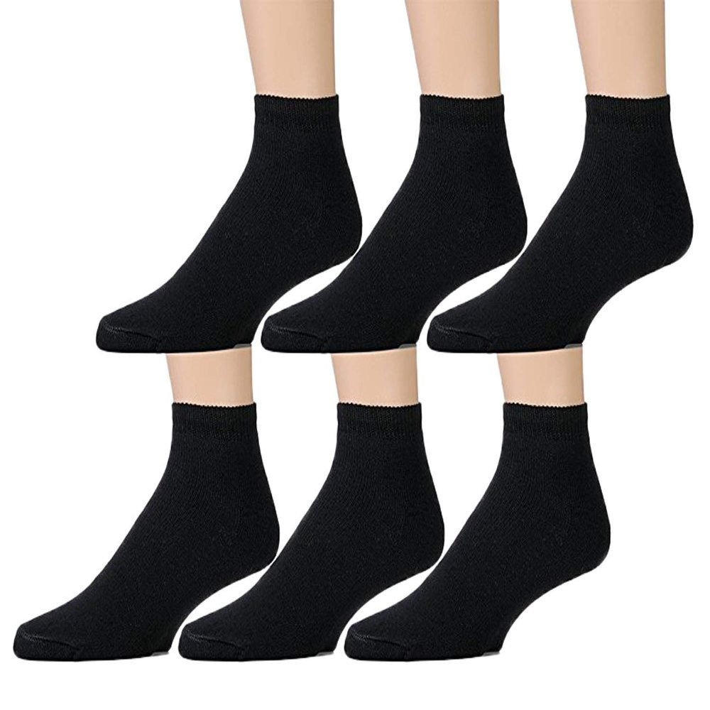 6 Pairs Kids Sports Ankle Socks Wholesale Bulk Pack Athletic Sock for Girls Boys (Black, 4-6)
