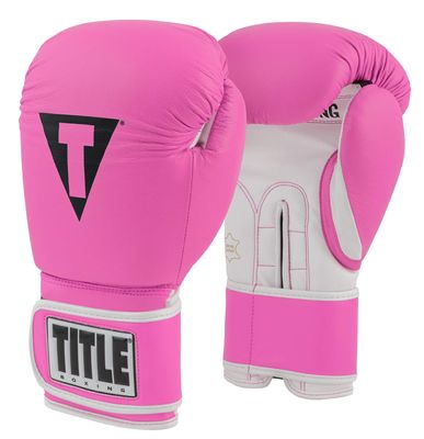 Title Boxing Pro Style Leather Training Gloves 3.0, Hot Pink/White, 10 oz