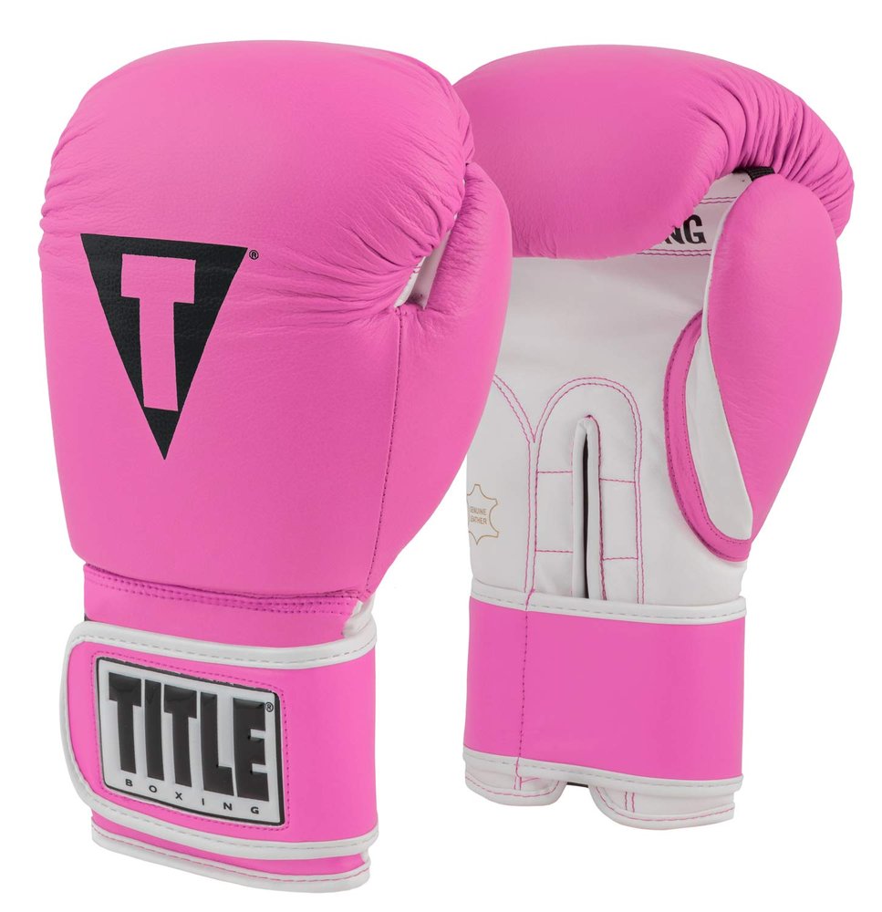 Title Boxing Pro Style Leather Training Gloves 3.0, Hot Pink/White, 10 oz