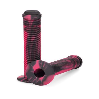 25NINE Ronin Grip with Flange - Flanged BMX Bike and Scooter Handlebar Grips with End Plugs - Pink/Black