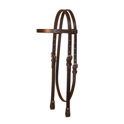 Circle Y Western Lightweight Classic Smooth Browband Headstall - Horse Size Smooth Tooling Single-Ply Leather with Stainless Steel Hardware 5/8" Width Headstall, Walnut