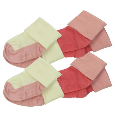Babysoy Newborn Baby Girl Gripper Socks - Toddler Ankle Non-Slip Socks with Grips- Pack of 4s (0-6 Months, Blossom/Petal)