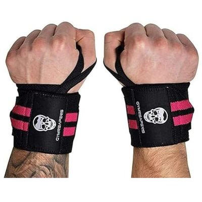 Gymreapers Weightlifting Wrist Wraps (Competition Grade) 18" Professional Quality Wrist Support with Heavy Duty Thumb Loop - Best Wrap for Powerlifting, Strength Training, Bodybuilding(Pink,18")