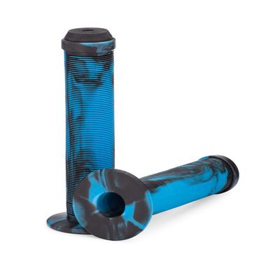 25NINE Ronin Grip with Flange - Flanged BMX Bike and Scooter Handlebar Grips with End Plugs - Blue/Black