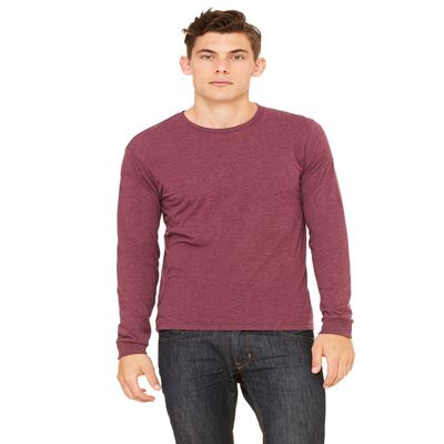 Bella Canvas Product of Brand Unisex Jersey Long-Sleeve T-Shirt - Maroon Triblend - 2XL - (Instant Savings of 5% & More)