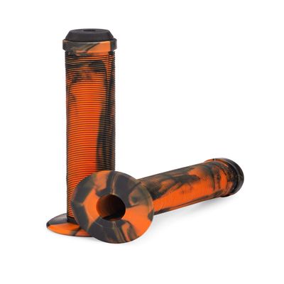 25NINE Ronin Grip with Flange - Flanged BMX Bike and Scooter Handlebar Grips with End Plugs - Orange/Black