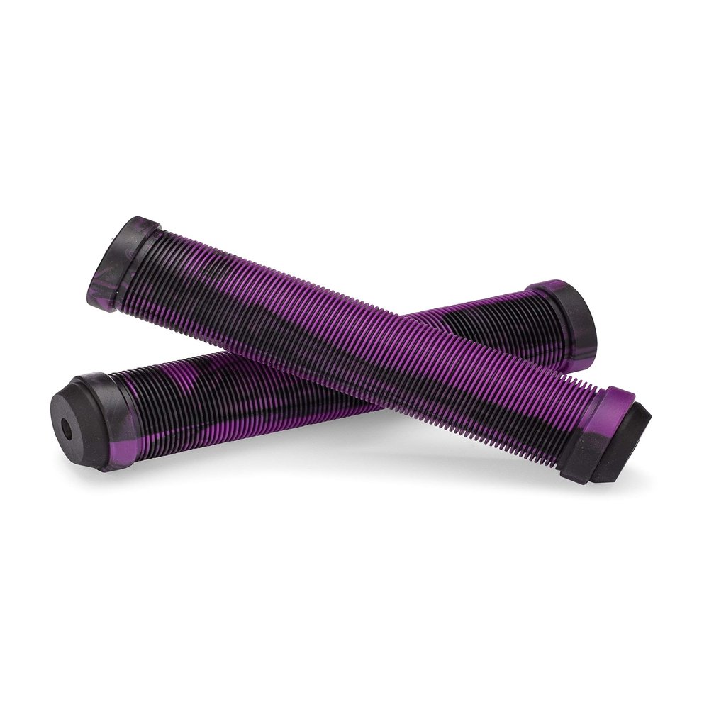 25NINE Ronin Grip Without Flange - Flangeless BMX Bike and Scooter Handlebar Grips with End Plugs - Purple/Black