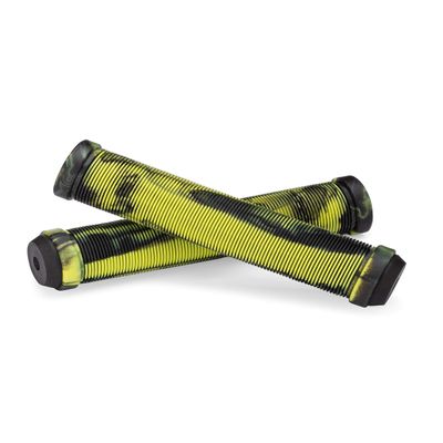 25NINE Ronin Grip Without Flange - Flangeless BMX Bike and Scooter Handlebar Grips with End Plugs - Lime/Black