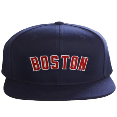 Original Snapback Custom American Cities State Letters Ajustable Flat Visor Cap (Boston Navy, White Red)