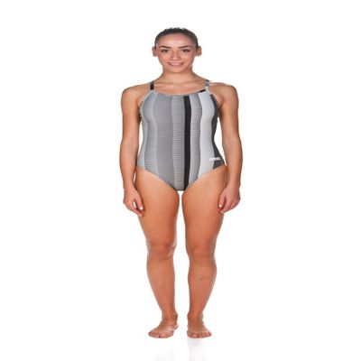 ARENA Blended Stripe Light Drop Back MaxLife One Piece Swimsuit, Black, 22