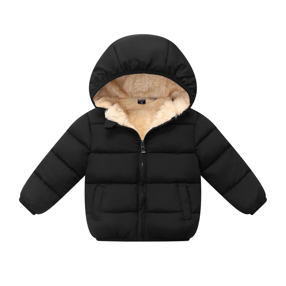 Kimjun Toddler Baby Hooded Down Jacket Boys Girls Kids Thicken Warm Winter Coat Outerwear 3-4t Black