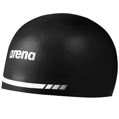 Arena 3D Soft USA Unisex Adult Silicone Swim Cap for Men and Women Swimming Pool Practice and Racing Swim Kit, Black, Medium