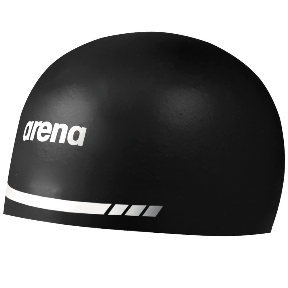 Arena 3D Soft USA Unisex Adult Silicone Swim Cap for Men and Women Swimming Pool Practice and Racing Swim Kit, Black, Medium