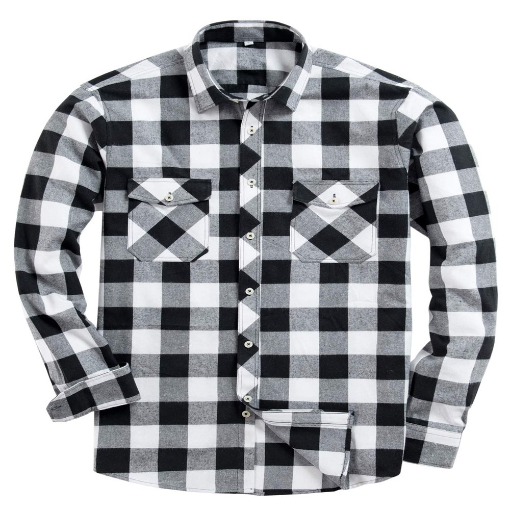 Alimens & Gentle Men's Button Down Regular Fit Long Sleeve Plaid Flannel Casual Shirts