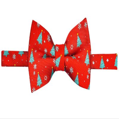 Retreez Christmas Tree and Snowflakes Pattern Woven Microfiber Pre-tied Boy's Bow Tie - Red - 24 months - 4 years