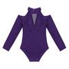 Agoky Kids Girls Off-shoulder Long Sleeves Mock Neck Gymnastics Ballet Leotard Dancewear Purple 5-6 view 4