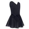 ACSUSS Kids Girls V-Neck Tank Leotard Ballet Tutu Skirt Dance Dress Outfits Gymnastics Dance Costume Black 3-4 view 3