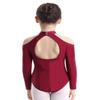 Agoky Kids Girls Off-shoulder Long Sleeves Mock Neck Gymnastics Ballet Leotard Dancewear Burgundy 5-6 view 1