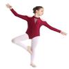 Agoky Kids Girls Off-shoulder Long Sleeves Mock Neck Gymnastics Ballet Leotard Dancewear Burgundy 5-6 view 2