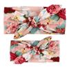 LABANCA 2 Pack Mom and Daughter Floral Print Elastic Cloth Hairbands Bandana Bow Head Band Wrap (Color 3) view 1