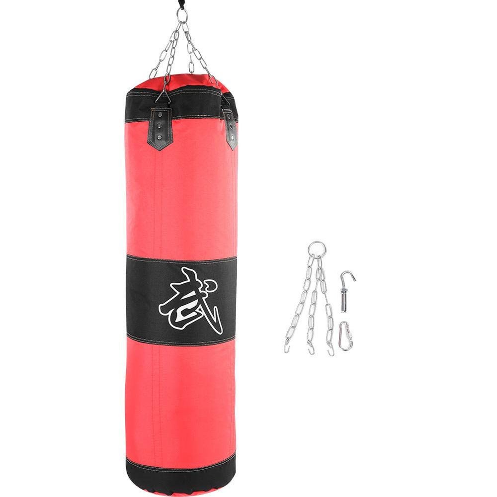 Pouching Bag, 3+1 Empty Chain Hollow Hanging Boxing Sand Bag Taekwondo Training Fitness Pouch Sandbag (Red-1.2m)