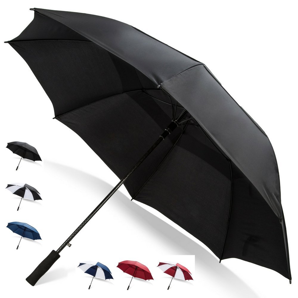 68 Inch Golf Umbrella (Black, 2-Pack) Black Umbrella Beach Umbrella Windproof Golf Umbrella Windproof Large 68 Inch Sun Umbrella for Chair