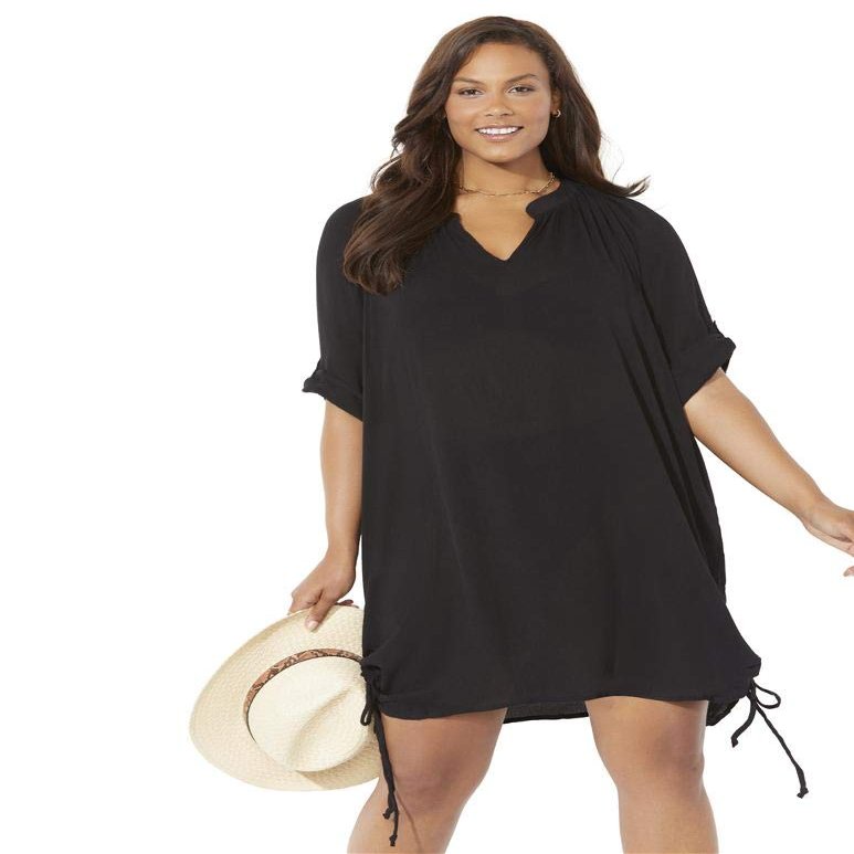 Swimsuits For All Women's Abigail Cover Up Tunic - 14/16, Black (Plus
