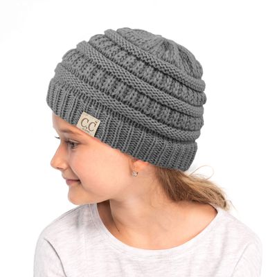 C.C Hatsandscarf Exclusives Kids Ages 2-5 Warm Chunky Thick Stretchy Knit Slouch Beanie Skull Hat (Lt. Mel Grey)