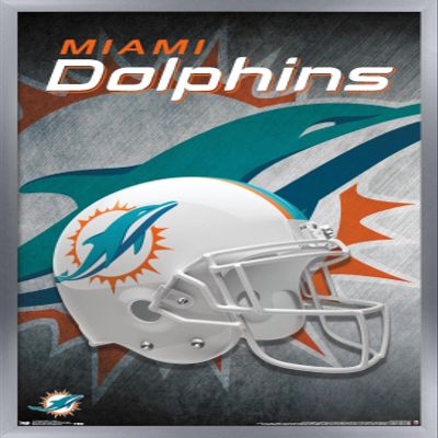Trends International NFL Miami Dolphins - Helmet 18 Wall Poster, 22.375" x 34", Silver Framed Version