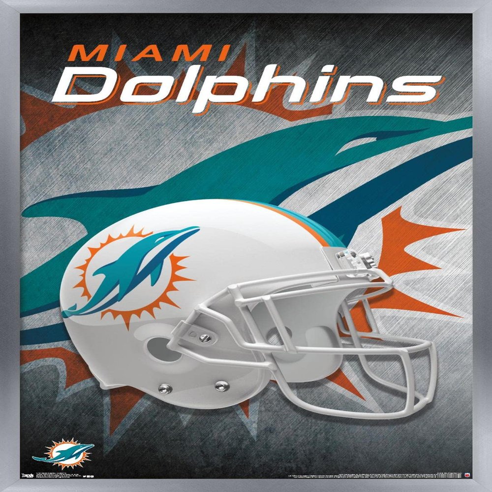 Trends International NFL Miami Dolphins - Helmet 18 Wall Poster, 22.375" x 34", Silver Framed Version