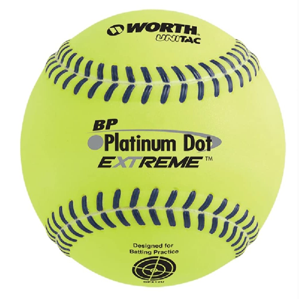 Worth | Batting Practice Slowpitch Softballs | BP Platinum Dot Extreme | 12' | Box of 12