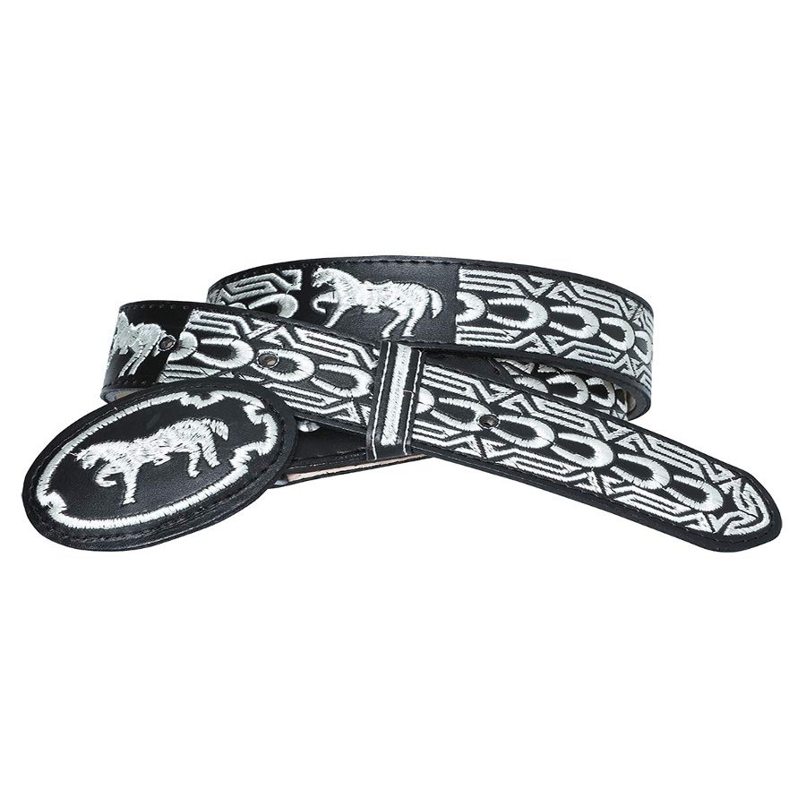 CINTO VAQUERO IMIT. PITEADO ID 41693 CG2G EL SENOR DE LOS CIELOS 13- Caballo Con Herradura 50% Piel 50% Sintetico NEGRO (34)