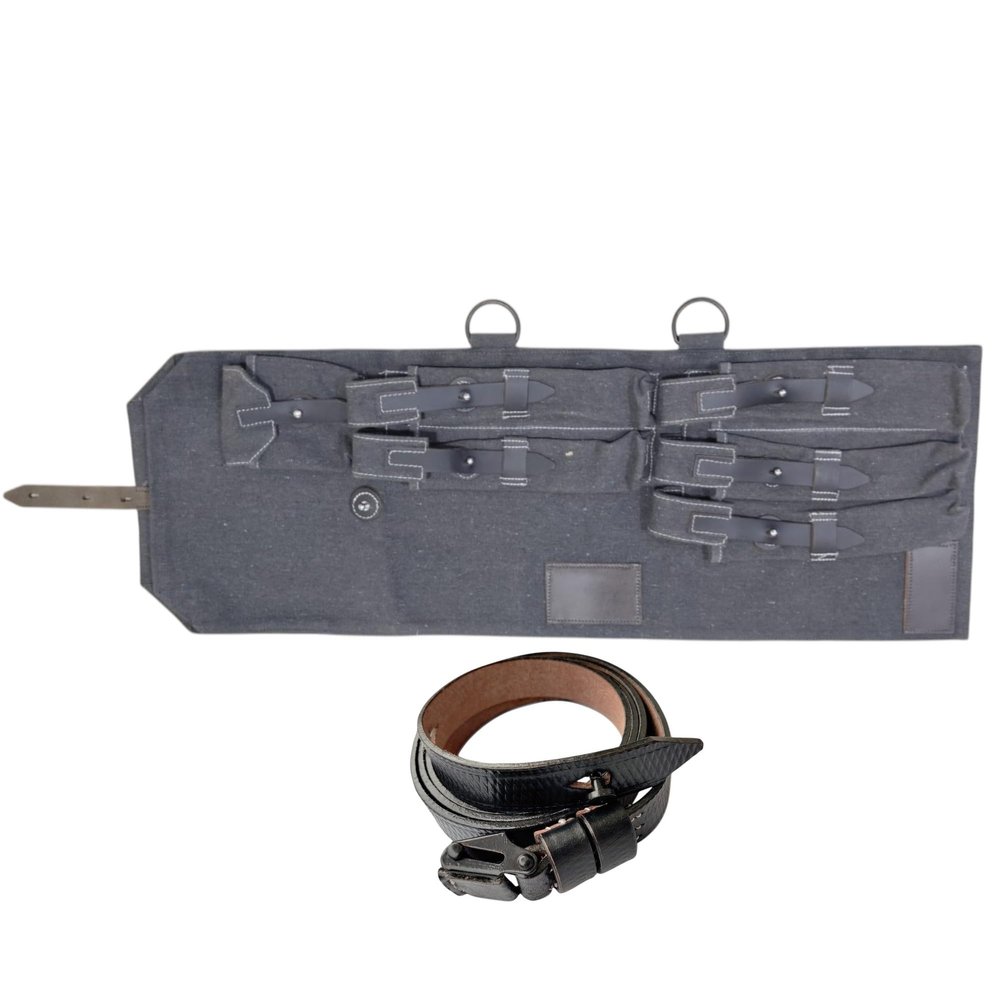 Warcraft Exports German WWII MP 40/MP40 Canvas & Leather Carry Case, MP40 Schmeisser (GET FREE MP40 SLING) (GREY)