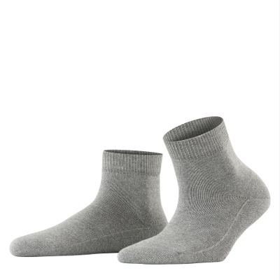 FALKE Women's Light Cuddle Pads Slipper Socks, Cozy Warm, Cotton, House Socks for Winter and Fall, Sole Grips, Grey (Mid Grey Melange 3530), 5-7.5, 1 Pair