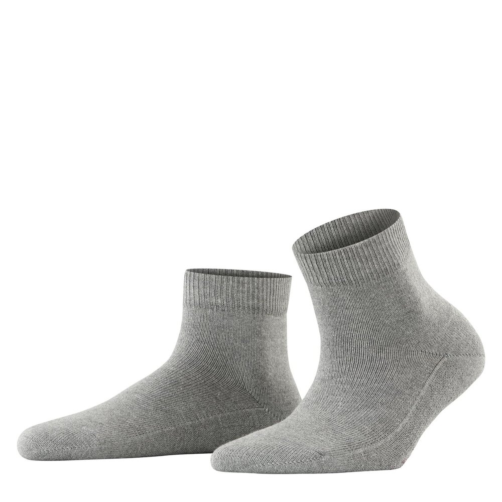 FALKE Women's Light Cuddle Pads Slipper Socks, Cozy Warm, Cotton, House Socks for Winter and Fall, Sole Grips, Grey (Mid Grey Melange 3530), 5-7.5, 1 Pair