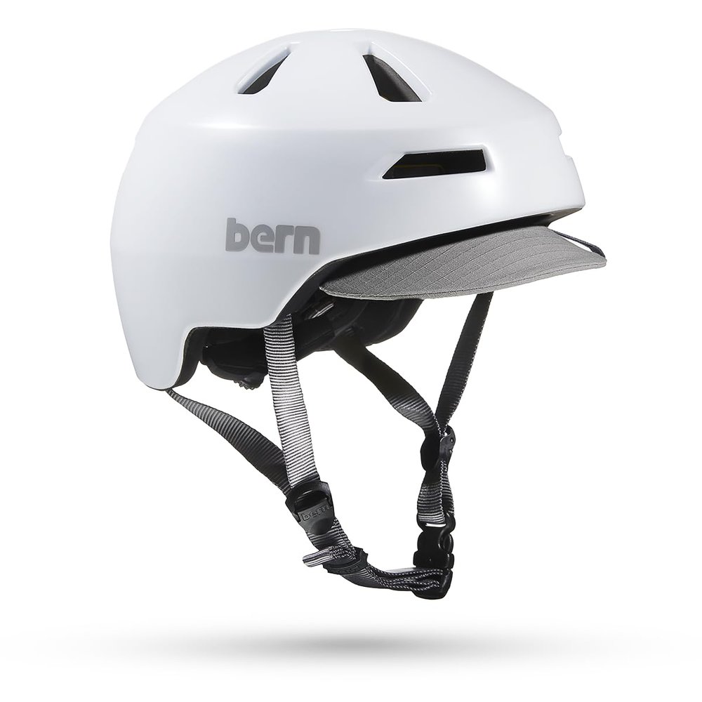 Bern Brentwood 2.0 Bike Helmet, Satin White w/Visor - Medium
