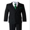 Spring Notion Boys' Satin Zipper Necktie and Handkerchief Set Small Emerald view 4